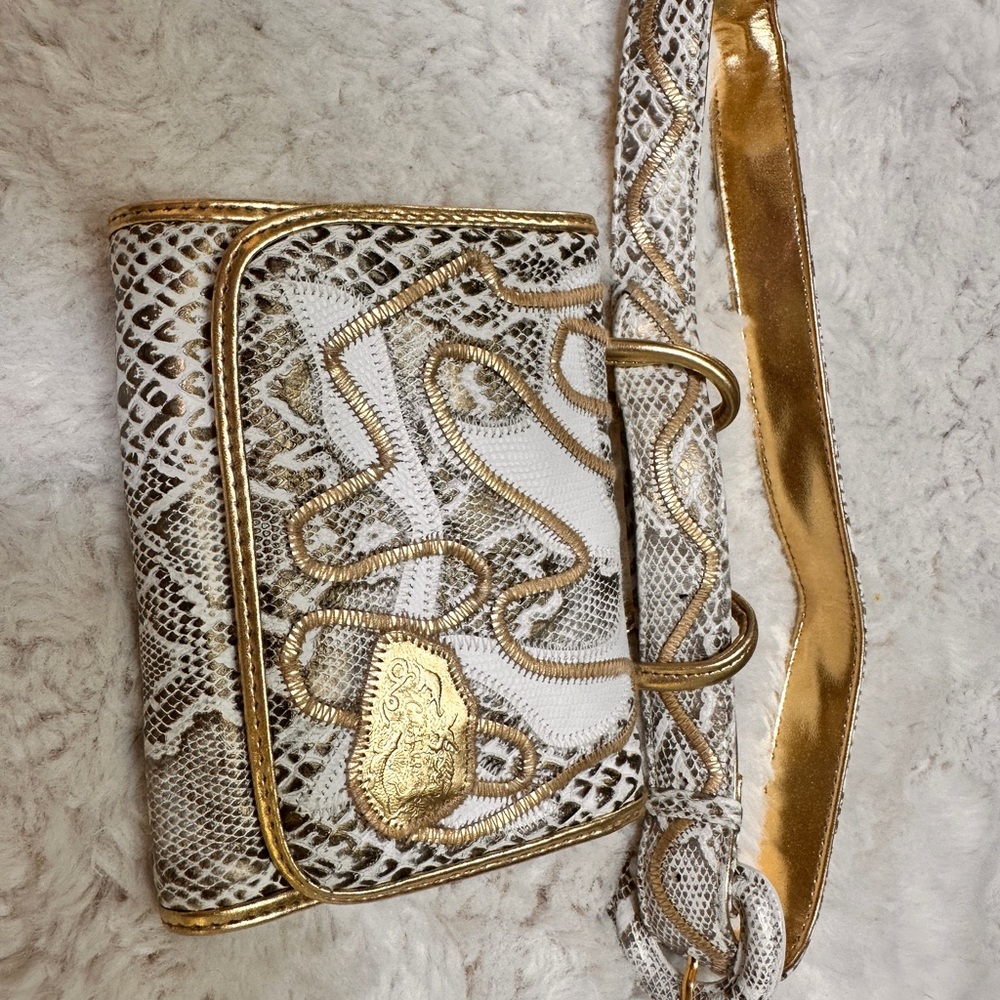 Carlos Falchi Gold Python-Embossed Leather Belt Bag / Crossbody